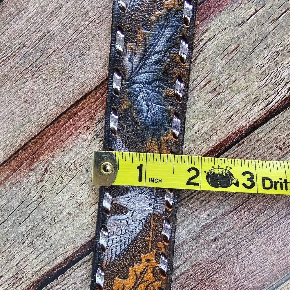 Hand Tooled Genuine Leather Custom Harold Western Belt Size 34/39